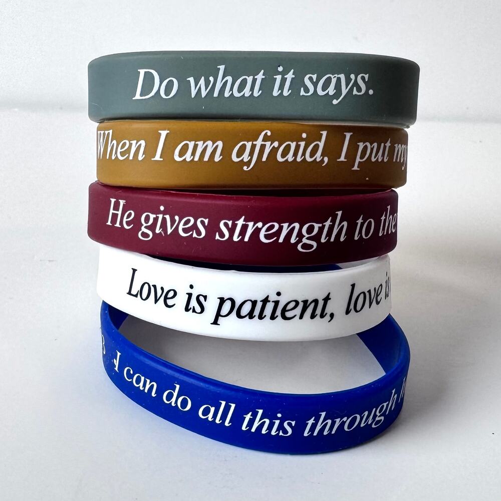 5 Pc Bible Verse Silicone Wristbands Christian Scripture Rubber Bracelets Set